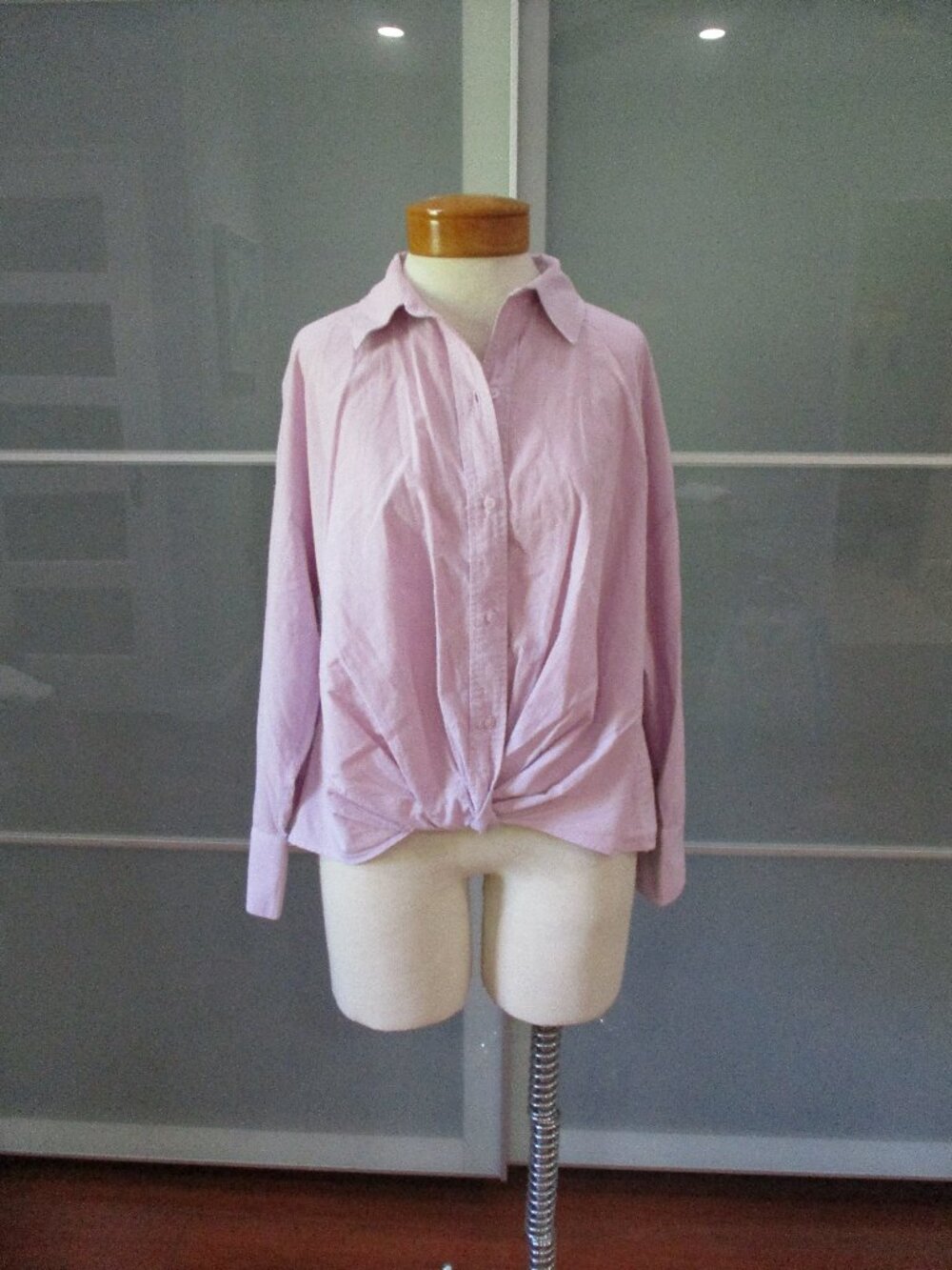 Stateside Long Sleeve Lavender Twist Front 100% Cotton Button Up Shirt